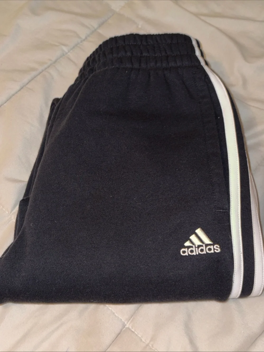 adidas Black Joggers with White Side Stripes - Kids